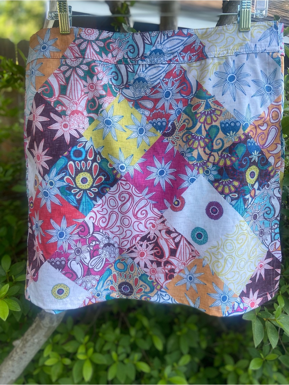 RIP SKIRT HAWAII Women's Adjustable Waist Wrap Skirt Patchwork Floral Size XL